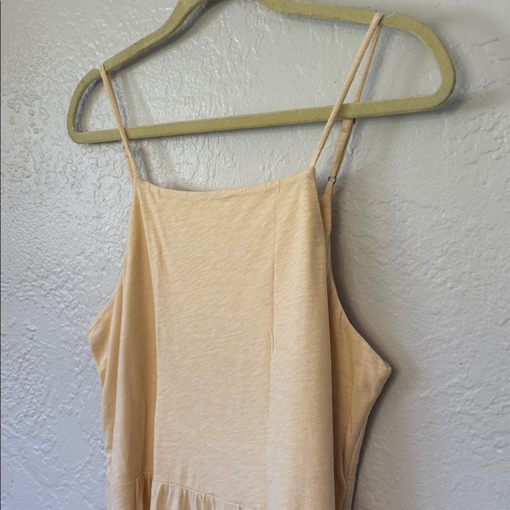 Z Supply Rory Pale Yellow Tiered Spaghetti-Strap Cotton Maxi Dress M - Picture 3 of 8